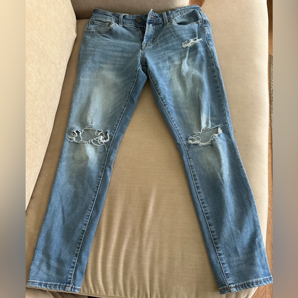 Aeropostale Men's Slim Fit Distressed Jeans - Light Blue